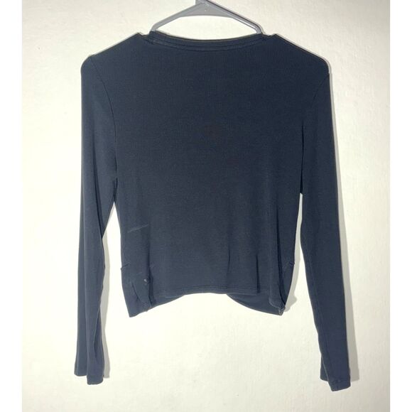 All In Motion Women’s XS Long Sleeve Twist Front Top Gray Ribbed Modal Stretch - Picture 2 of 4